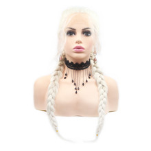 HEIDI - Lace Front White Blonde Braids - by Queenie Wigs