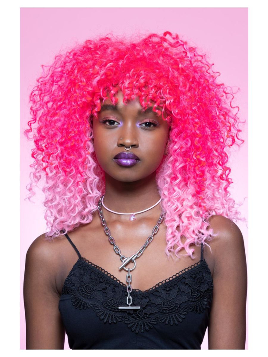 Manic Panic Two Tone Pink Tight Curls with Fringe - The Wig Outlet