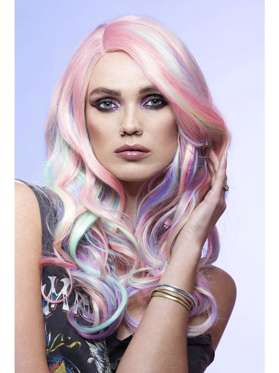 Manic Panic Pastel Unicorn Dream Long Rainbow Curls with Side Part - The  Wig Outlet