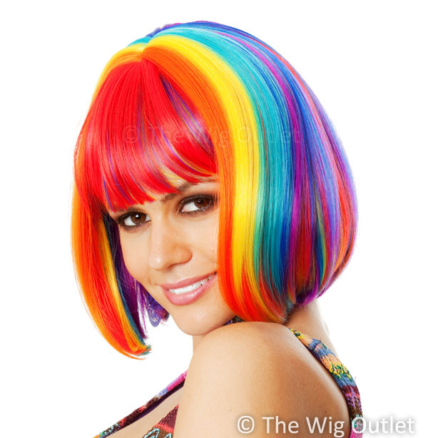 rainbow bob wig