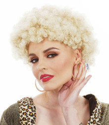 Kath n Kim Blonde Permed Afro 1970's Costume Wig - by Allaura