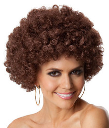 Party Afro (Brown) Costume Wig - Unisex - by Allaura 