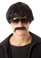70's Detective Black Mod Costume Wig & Moustache Set