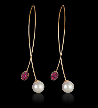 Ruby and Pearl Tipped Earring