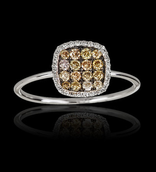 Square Diamond and Champagne Ring