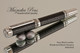 Handmade Rollerball pen made from Faux Leather with Rhodium / Black Titanium finish.   Top view of pen  - Stock Picture