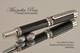 Handmade Rollerball pen made from Faux Leather with Rhodium / Black Titanium finish.   Bottom view of pen  - Stock Picture