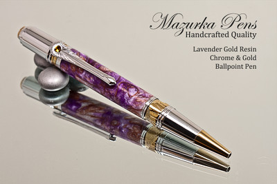 Purple Lavender Gold Resin Ballpoint Pen