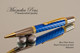 Handmade Ballpoint Pen, Blue Carbon Fiber Resin Pen, Black Titanium and Gold color Finish 