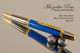 Handmade Ballpoint Pen, Blue Carbon Fiber Resin Pen, Black Titanium and Gold color Finish 