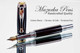 Hand Made Fountain Pen made from Gabon Ebony with Chrome and Gold finish.  Nib view of pen and cap.