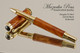 Douglas Fir Burl Rollerball Pen with Gold / Black trim.  Side view of the pen.