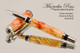 Hand Made Rollerball Pen made from Flame Boxelder with Chrome finish with Black trim.  Main view of pen and cap.