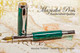Handmade Fountain Pen handcrafted from Malachite TruStone with Gold and Chrome finish.  Nib view of pen.
