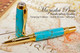 Handmade Rollerball Pen handcrafted from Turquoise TruStone with Gold and Chrome finish.  Cap view of pen.
