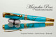 Handmade Rollerball Pen handcrafted from Turquoise TruStone with Gold and Chrome finish.  Main view of pen.