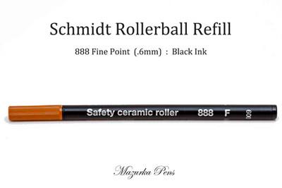 Schmidt 888 Rollerball Refill, Black Ink, Fine Point (.6mm)
