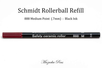 Schmidt 888 Safety Ceramic Roller Ball Refill, Black Ink, Medium Point