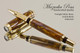 Handmade wood pen made from Twilight Glitter Resin with Gold / Black.  Handcrafted pen by our artist.  Top view of pen tip.