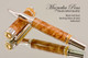 Handcrafted wood pen made from Black Ash Burl with Sterling Silver and Gold finish.  Side view of pen and cap.