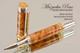 Handcrafted wood pen made from Black Ash Burl with Sterling Silver and Gold finish.  Main view of pen and cap.