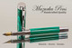 Handmade Fountain Pen handcrafted from Malachite TruStone with Chrome finish.  Nib view of pen.