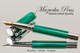 Handmade Fountain Pen handcrafted from Malachite TruStone with Chrome finish.  Cap view of pen.