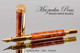 Handmade wood pen made from Amboyna Burl.  Handcrafted pen by our artist.  View of pen cap.