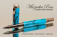 Handcrafted rollerball pen made from Turquoise TruStone with Black Titanium finish.  Cap view of pen cap.