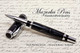 Handmade acrylic pen made from marbled black acrylic.  Handcrafted pen by our artist.  View of pen cap and tip.