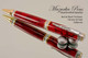 Handmade Ballpoint Pen handcrafted from Red and Black TruStone with Chrome/Gold finish.  Cap view of pen.