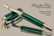 Handmade Fountain Pen from Malachite TruStone with Rhodium / Gold finish.  Side view of pen.
