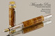 Handmade Fountain Pen handcrafted from Black Ash Burl wood Rhodium and Gold finish.  Main view of pen.