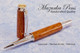 Handmade Rollerball Pen made from Lacewood with Rhodium and Gold trim.  Handcrafted pen by our artist.  Cap view of pen cap.