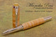 Handmade Rollerball Pen made from Curly Maple with Rhodium and Gold trim.  Handcrafted pen by our artist.  Cap view of pen cap.