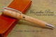 Handmade Rollerball Pen made from Curly Maple with Rhodium and Gold trim.  Handcrafted pen by our artist.  Main view of pen cap. (case not included)