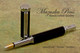Handmade Fountain Pen handcrafted from Gabon Ebony wood with Chrome finish.  Cap view of pen.