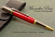 Handmade Ballpoint Pen, Red and Gold TruStone Pen, Black Titanium and Gold Finish - Looking from Side of Ballpoint Pen