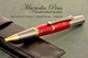 Handmade Ballpoint Pen, Red and Gold TruStone Pen, Black Titanium and Gold Finish - Looking from tip of Ballpoint Pen