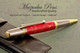 Handmade Ballpoint Pen, Red and Gold TruStone Pen, Black Titanium and Gold Finish - Looking from top of Ballpoint Pen