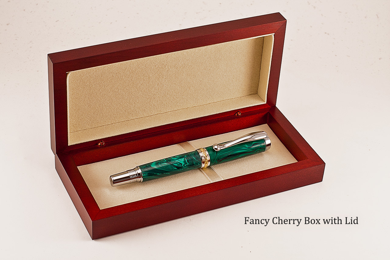 Cherry Hinged Pen or Pencil Case Holds a Single Large Pen