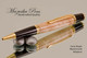 Handmade Ballpoint Pen, Curly Maple Pen, Black and Gold Finish - Looking from tip of Ballpoint Pen