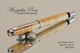 Handmade Curly Maple Rollerball Pen with Chrome finish  Handcrafted pen by our artist.  Top view of pen cap.