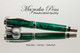 Handmade Rollerball Pen, Malachite TruStone Pen, Chrome Finish / Black Accents - Looking from side of Pen