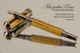 Handcrafted Fountain pen made from Black and White Ebony with Black Titanium / Gold finish.  Sideview of pen and cap.