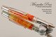 Handmade Ballpoint Pen made from Flame Boxelder with Stainless Steel finish.  Tip view of pen.