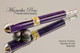 Handmade Rollerball Pen Handcrafted from Charoite TruStone with Rhodium and Gold finish.  Top view of pen and cap.