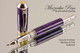 Handmade Rollerball Pen Handcrafted from Charoite TruStone with Rhodium and Gold finish.  Side view of pen and cap.
