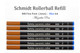 Six (6) pack of Schmidt 888 Rollerball Refill, Blue Ink, Fine Point
