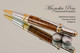 Handmade Ballpoint Pen, Fiddleback Walnut Chrome and Gold Finish - Back view of Ballpoint Pen